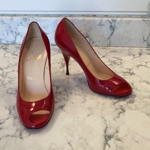 CHRISTIAN LOUBOUTIN 38.5 Red Pumps Peep Toe Heels